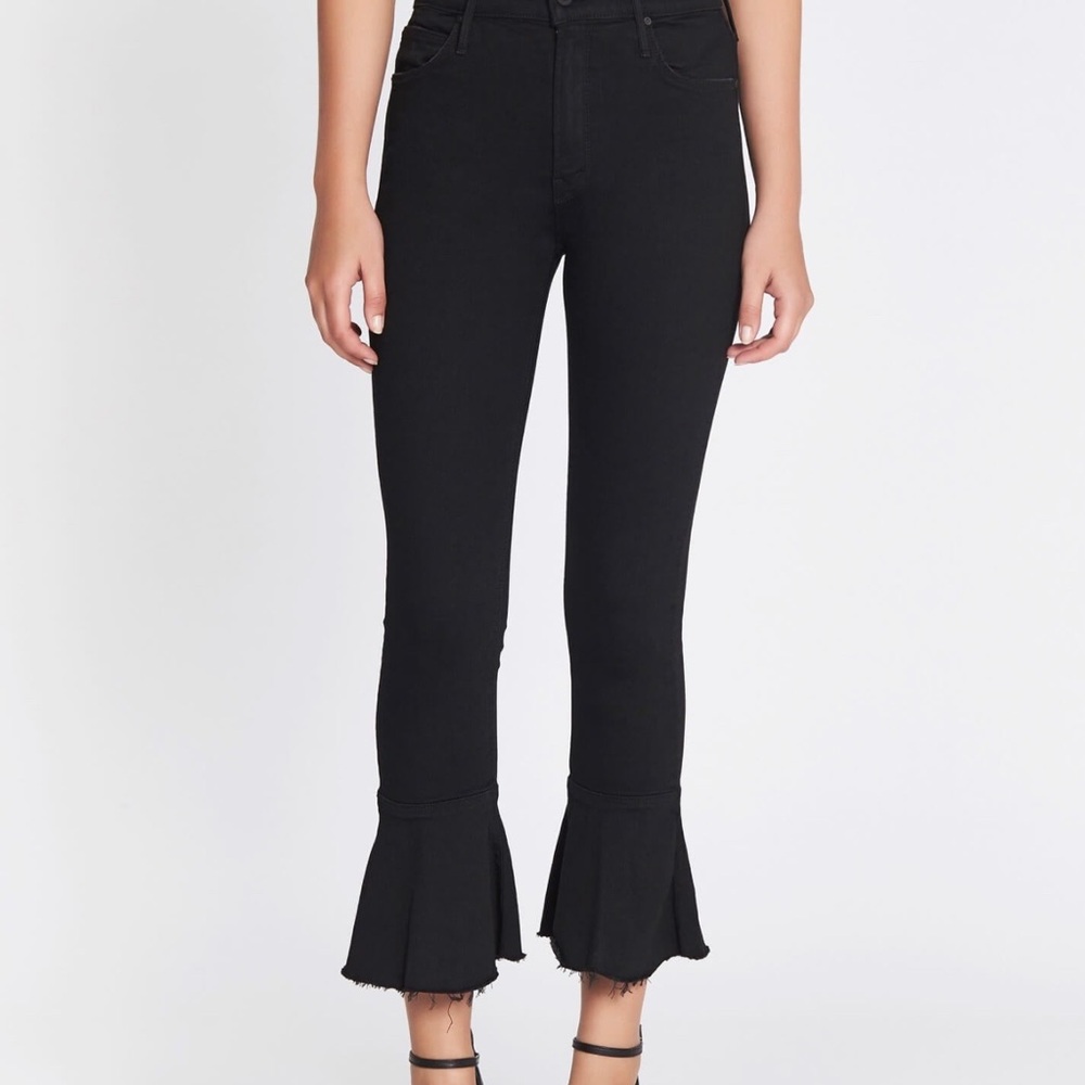 MOTHER Black Flared Hem High-Rise Jeans